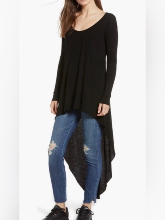 Frank & Eileen Tops - Frank & Eileen Black Long Sleeve High-Low Tunic Top